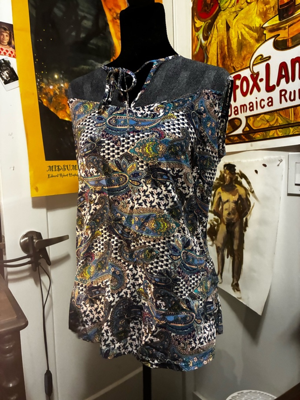 Women’s Paisley Print Sleeveless Top in Multi-Color